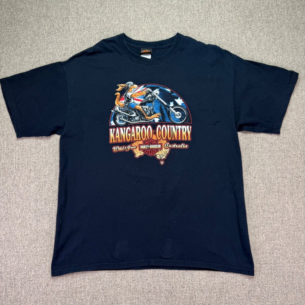 Vintage Harley Davidson Perth Australia T Shirt Mens XL Kangaroo Country 2001